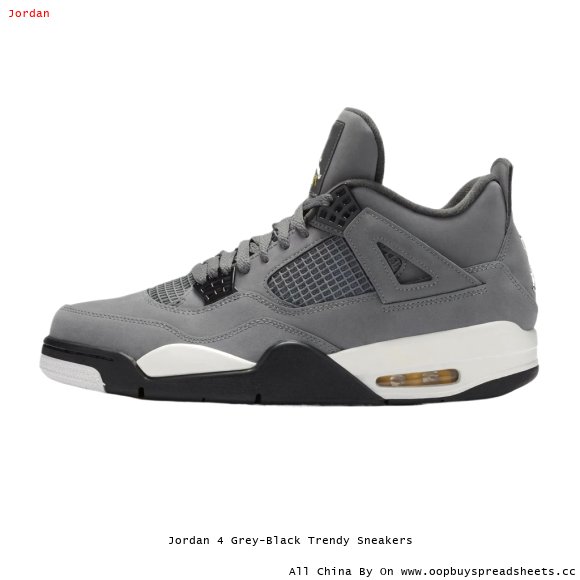Jordan 4 Grey-Black Trendy Sneakers