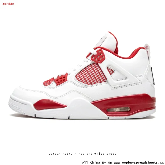 Jordan Retro 4 Red and White Shoes