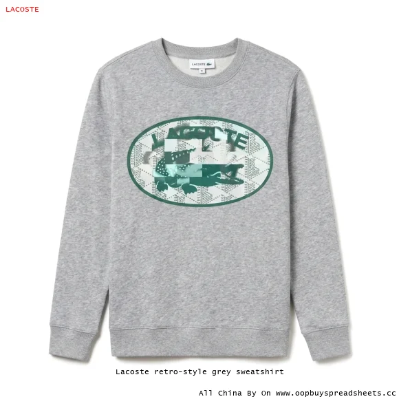 Lacoste retro-style grey sweatshirt