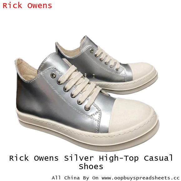Rick Owens Silver High-Top Casual Shoes