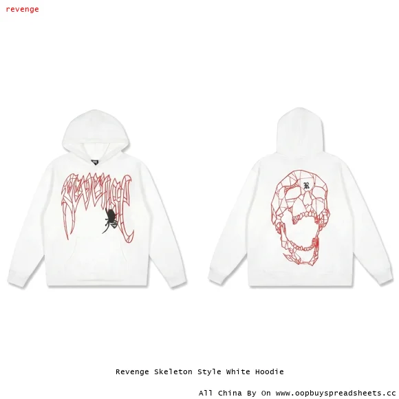 Revenge Skeleton Style White Hoodie