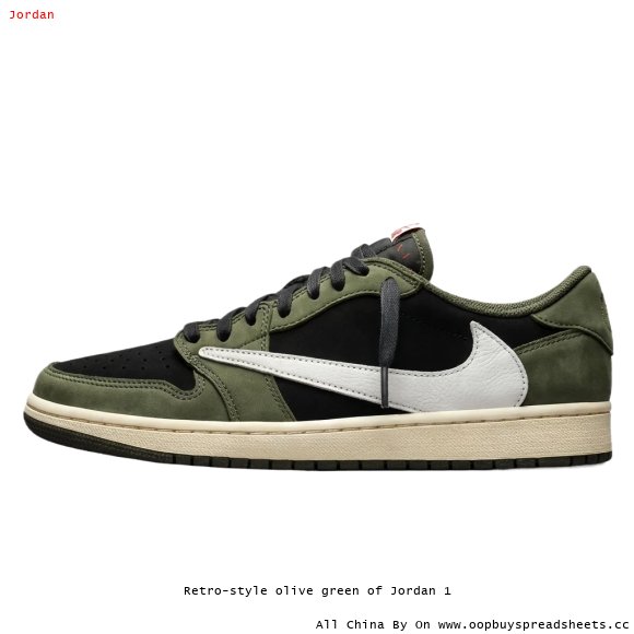 Retro-style olive green of Jordan 1