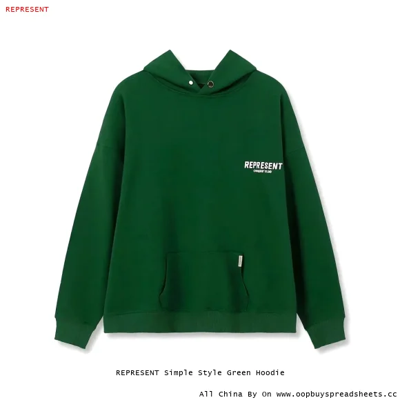 REPRESENT Simple Style Green Hoodie