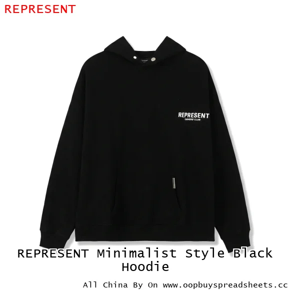 REPRESENT Minimalist Style Black Hoodie