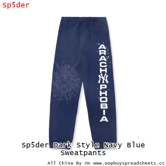 Sp5der Dark Style Navy Blue Sweatpants