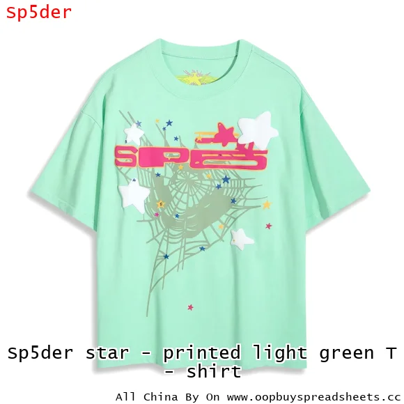 Sp5der star - printed light green T - shirt