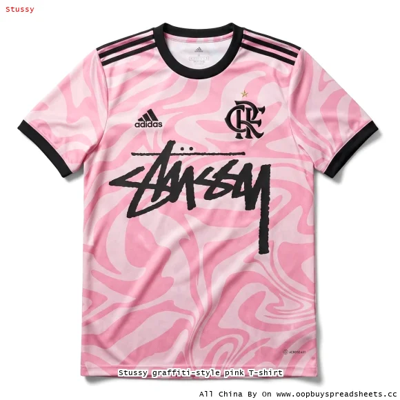 Stussy graffiti-style pink T-shirt