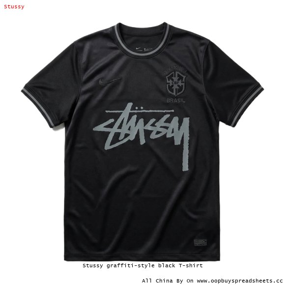 Stussy graffiti-style black T-shirt