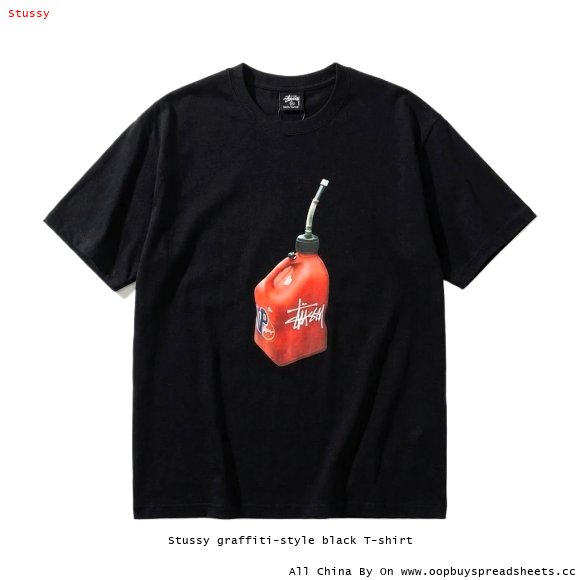Stussy graffiti-style black T-shirt