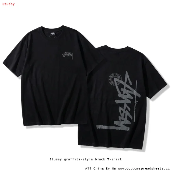 Stussy graffiti-style black T-shirt