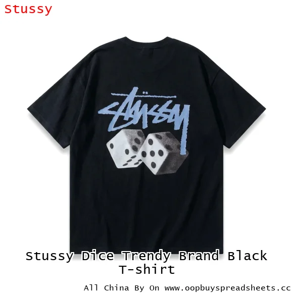 Stussy Dice Trendy Brand Black T-shirt