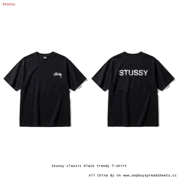 Stussy classic black trendy T-shirt
