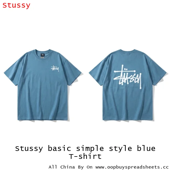 Stussy basic simple style blue T-shirt