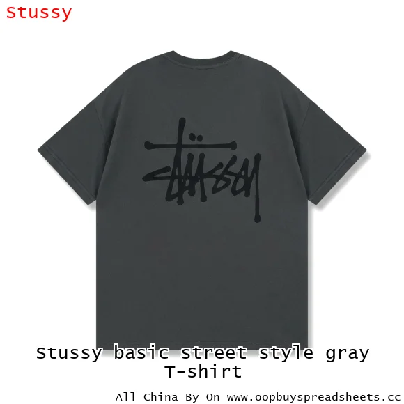 Stussy basic street style gray T-shirt