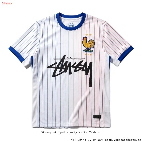 Stussy striped sporty white T-shirt
