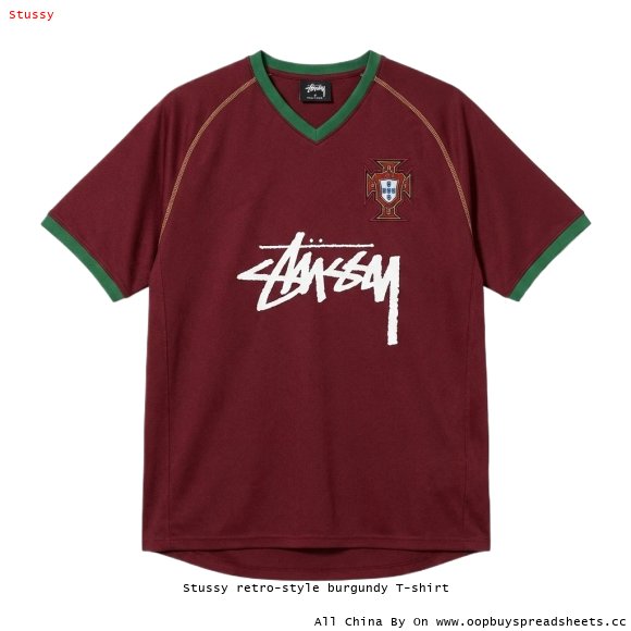 Stussy retro-style burgundy T-shirt