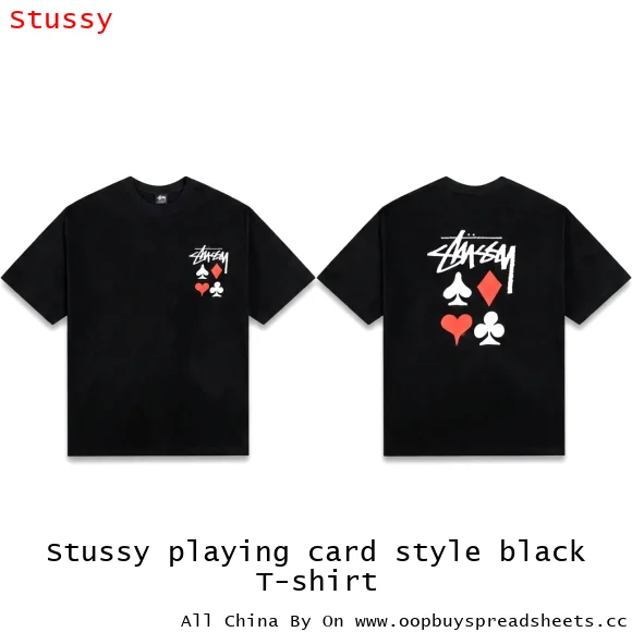 Stussy playing card style black T-shirt