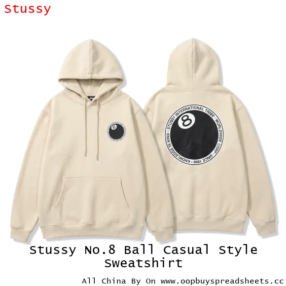 Stussy No.8 Ball Casual Style Sweatshirt