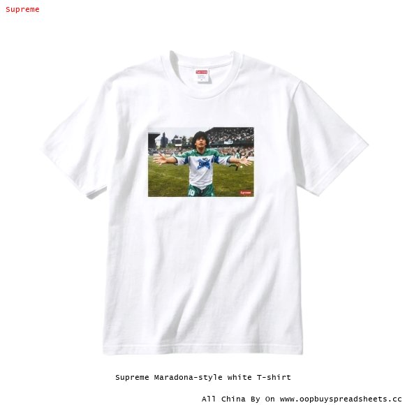 Supreme Maradona-style white T-shirt