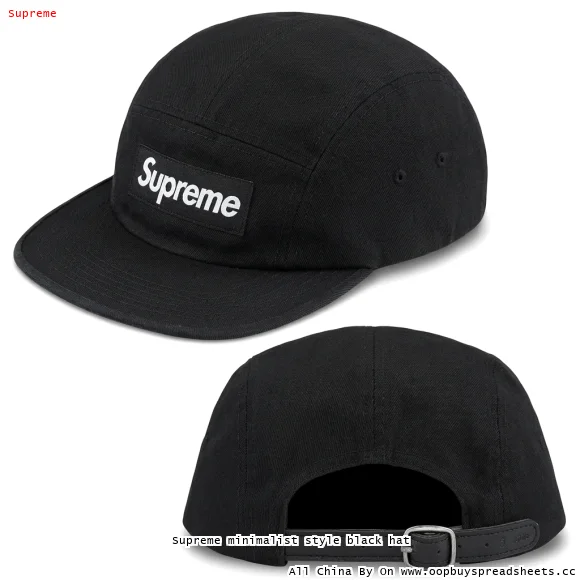 Supreme minimalist style black hat