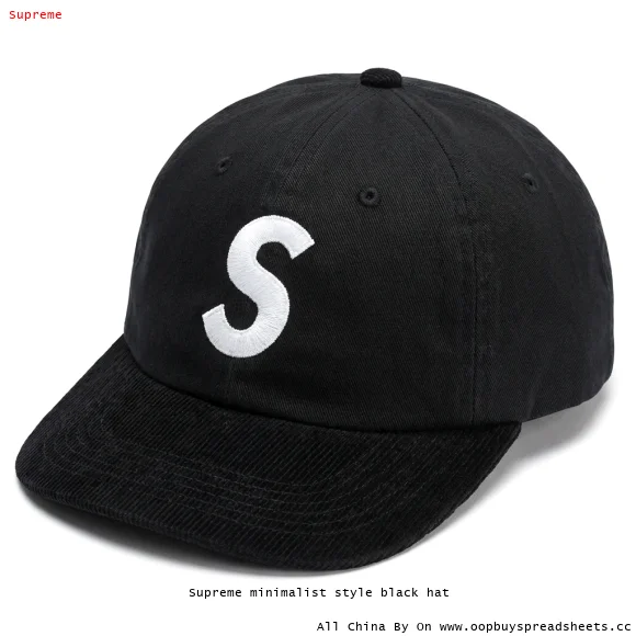 Supreme minimalist style black hat