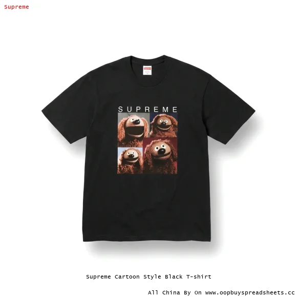 Supreme Cartoon Style Black T-shirt