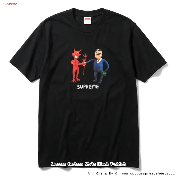Supreme Cartoon Style Black T-shirt