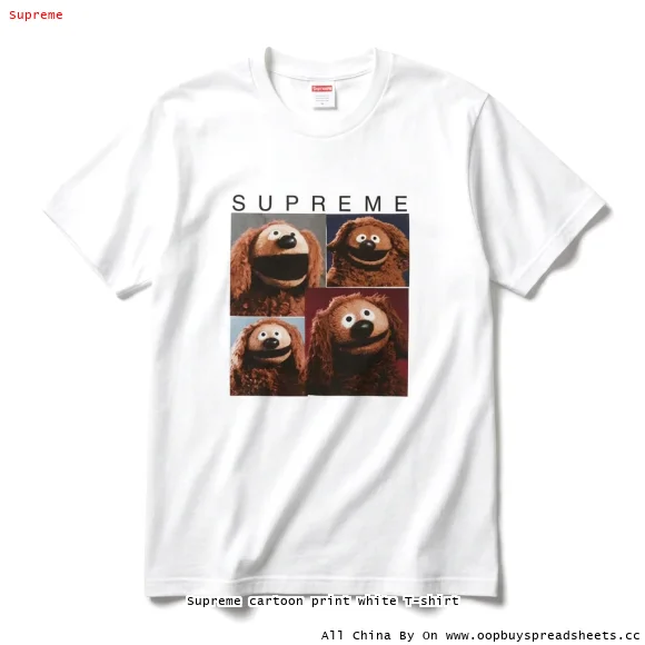 Supreme cartoon print white T-shirt