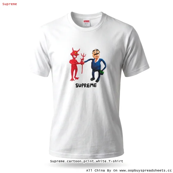 Supreme cartoon print white T-shirt