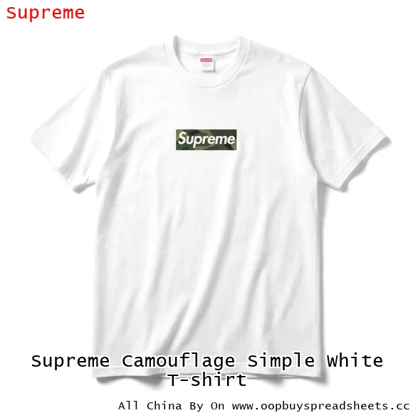 Supreme Camouflage Simple White T-shirt