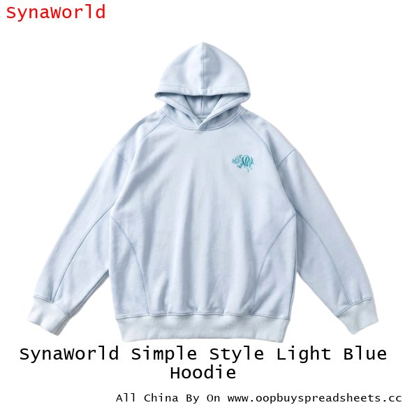 SynaWorld Simple Style Light Blue Hoodie
