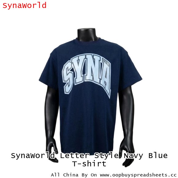SynaWorld Letter Style Navy Blue T-shirt