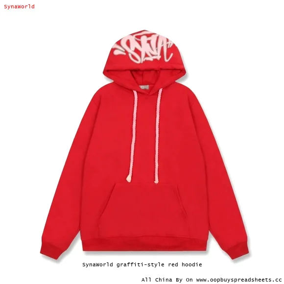 SynaWorld graffiti-style red hoodie