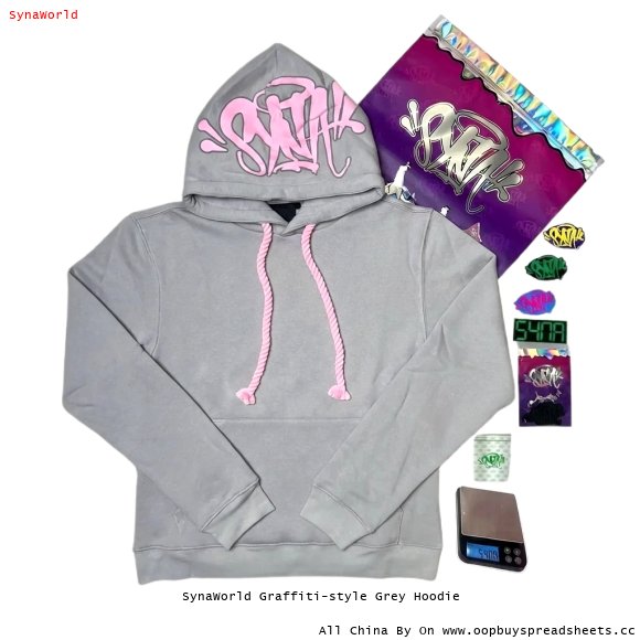 SynaWorld Graffiti-style Grey Hoodie