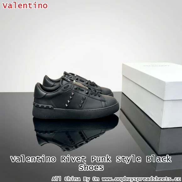 Valentino Rivet Punk Style Black Shoes