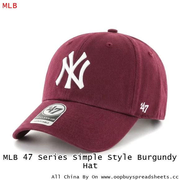 MLB 47 Series Simple Style Burgundy Hat