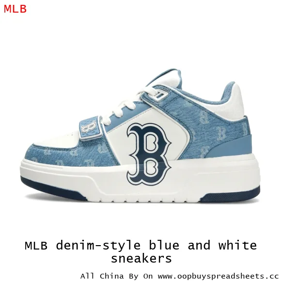 MLB denim-style blue and white sneakers