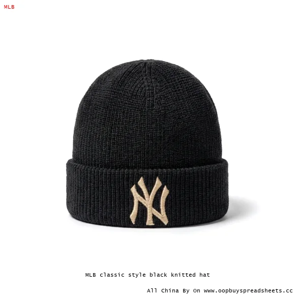 MLB classic style black knitted hat
