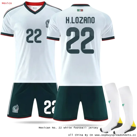 Mexican No. 22 white football jersey