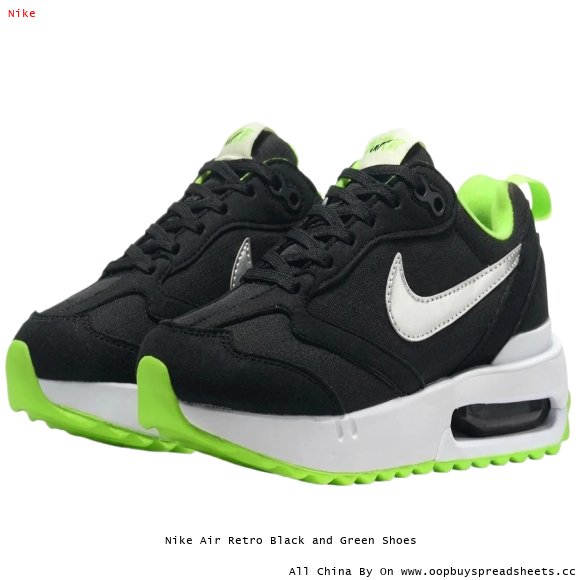 Nike Air Retro Black and Green Shoes