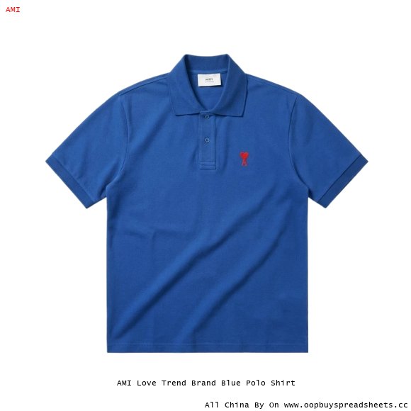 AMI Love Trend Brand Blue Polo Shirt