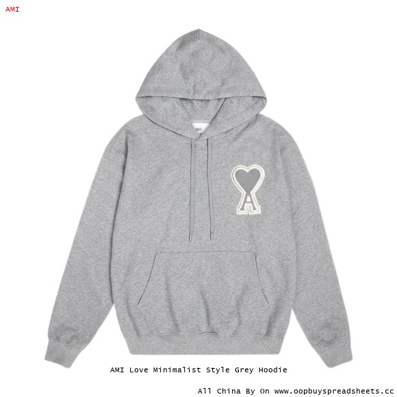 AMI Love Minimalist Style Grey Hoodie
