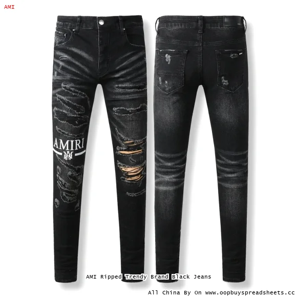 AMI Ripped Trendy Brand Black Jeans