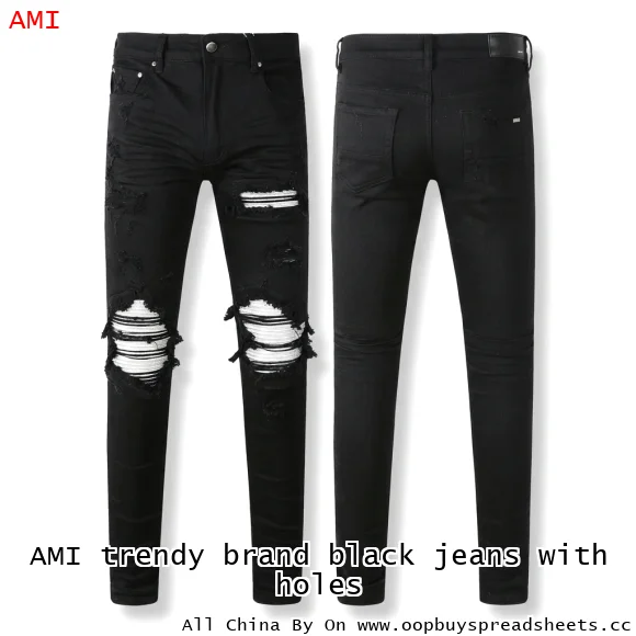 AMI trendy brand black jeans with holes