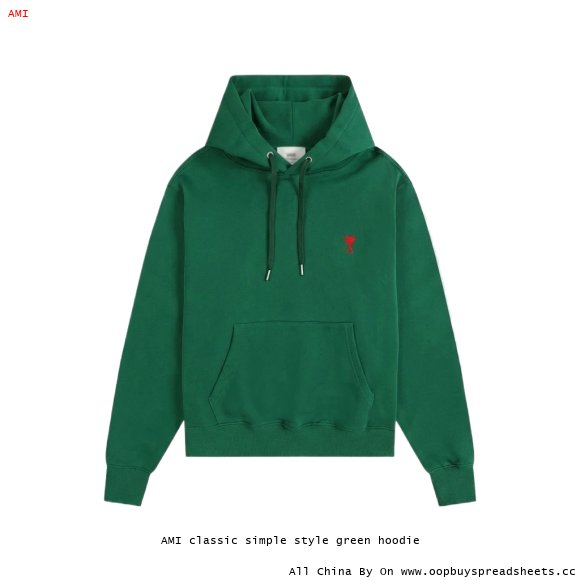 AMI classic simple style green hoodie