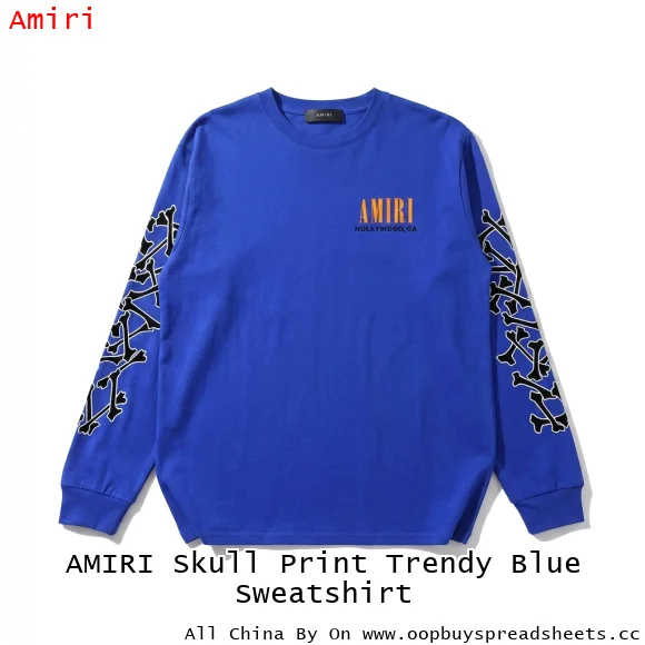 AMIRI Skull Print Trendy Blue Sweatshirt