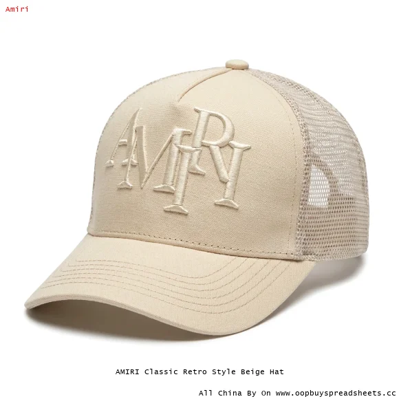 AMIRI Classic Retro Style Beige Hat