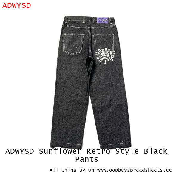 ADWYSD Sunflower Retro Style Black Pants
