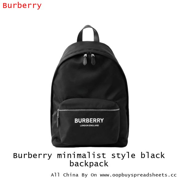 Burberry minimalist style black backpack