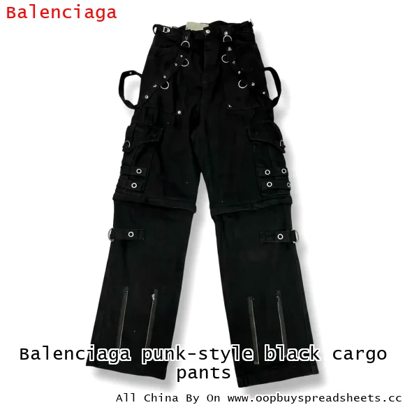 Balenciaga punk-style black cargo pants